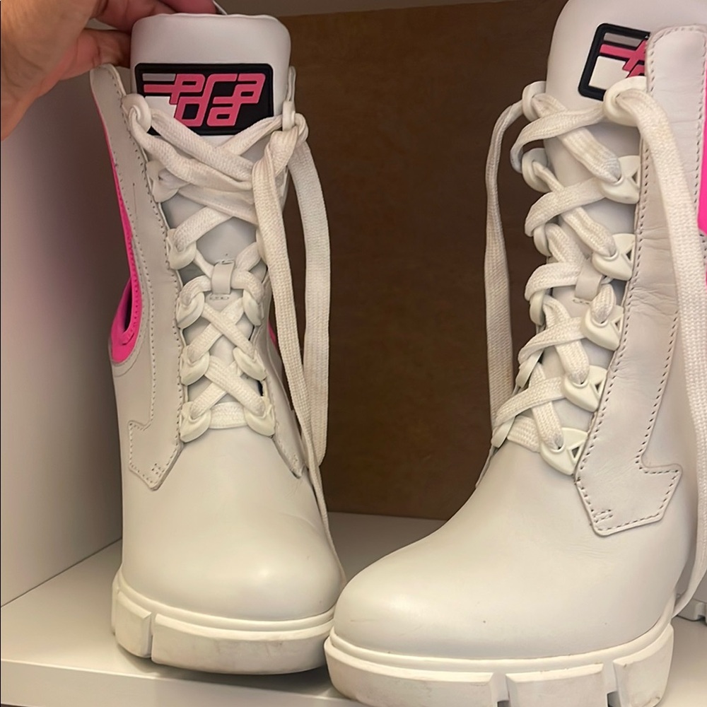 Prada White and Pink Women's Boots